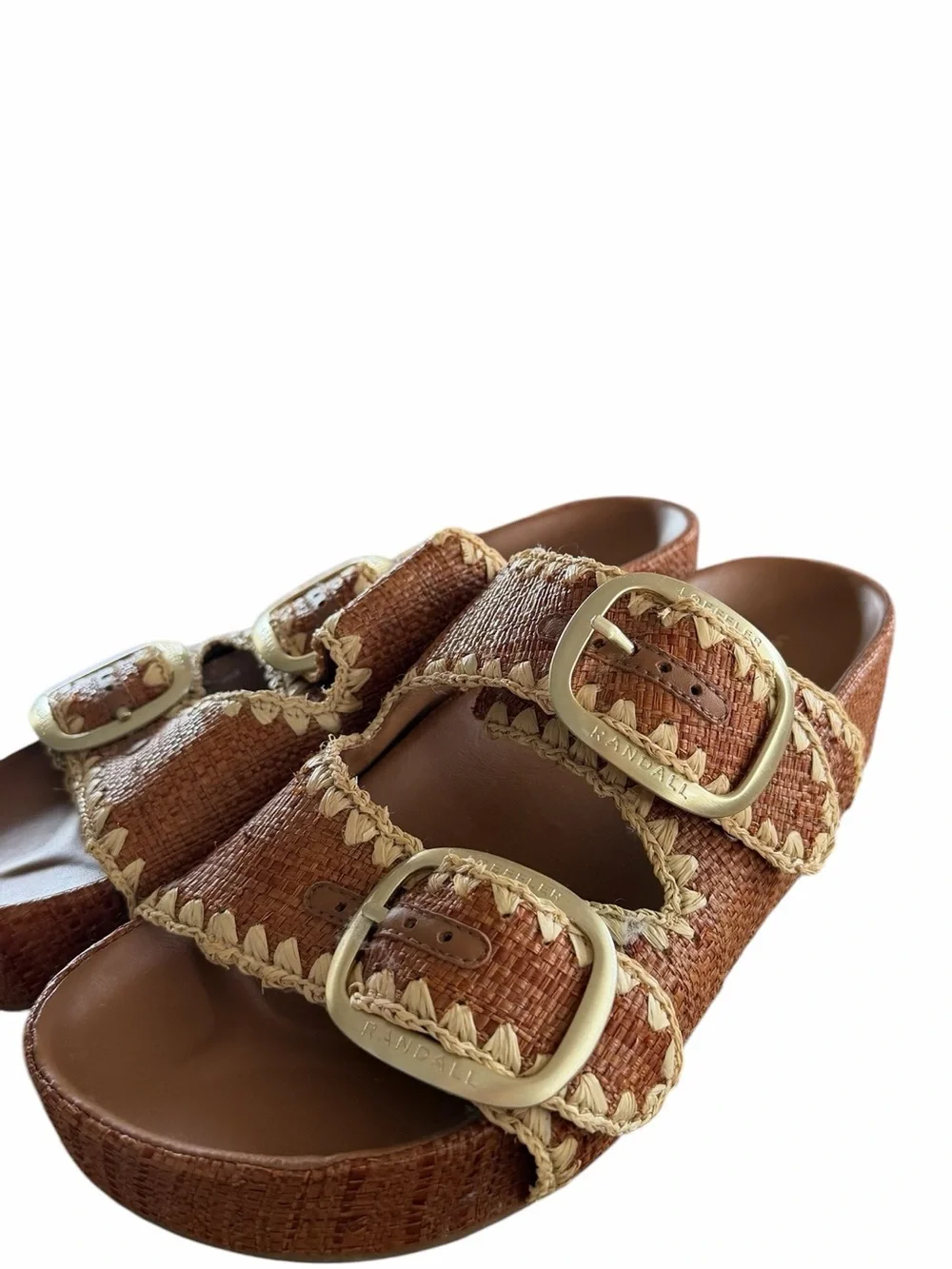 Loeffler Randall Brown Double-Buckle Slide Sandals